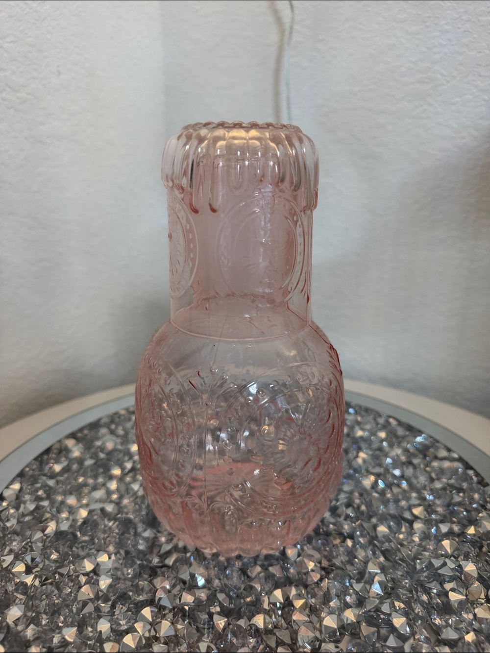Pink Decorative Pressed Glass Vase - Unbranded